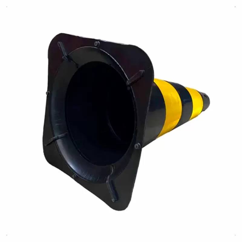 Cone de Sinalização Flexível Preto/Amarelo Com Faixa Refletiva 75cm