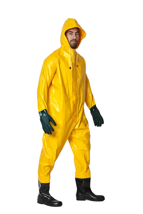 MACACÃO SANEAMENTO AMARELO COM LUVA e BOTA CA 28445