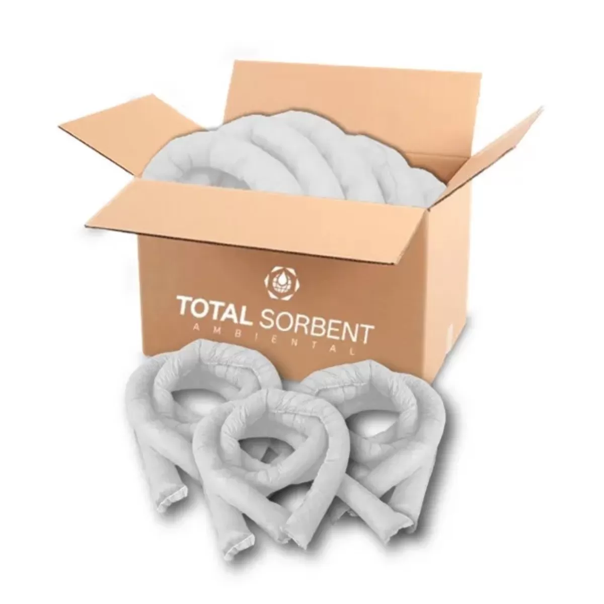  Kit 10 Cordão Absorvente Total Sorbent Branco Para Óleo E Derivados 7,60 Cm X 1,20 Metros