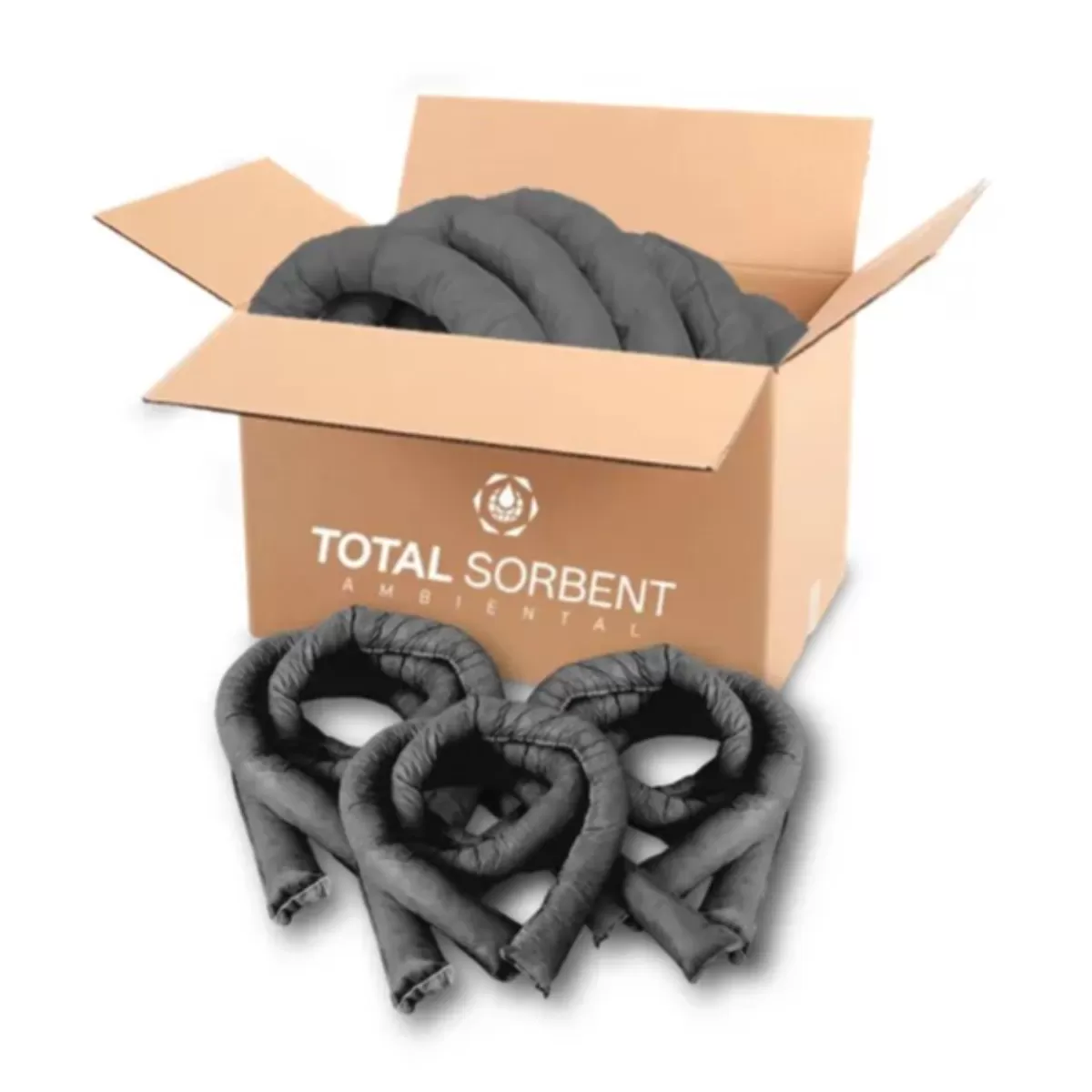 Kit 5 Cordão Absorvente Total Sorbent Cinza Para Líquidos Em Geral 7,60 Cm X 1,20 Metros